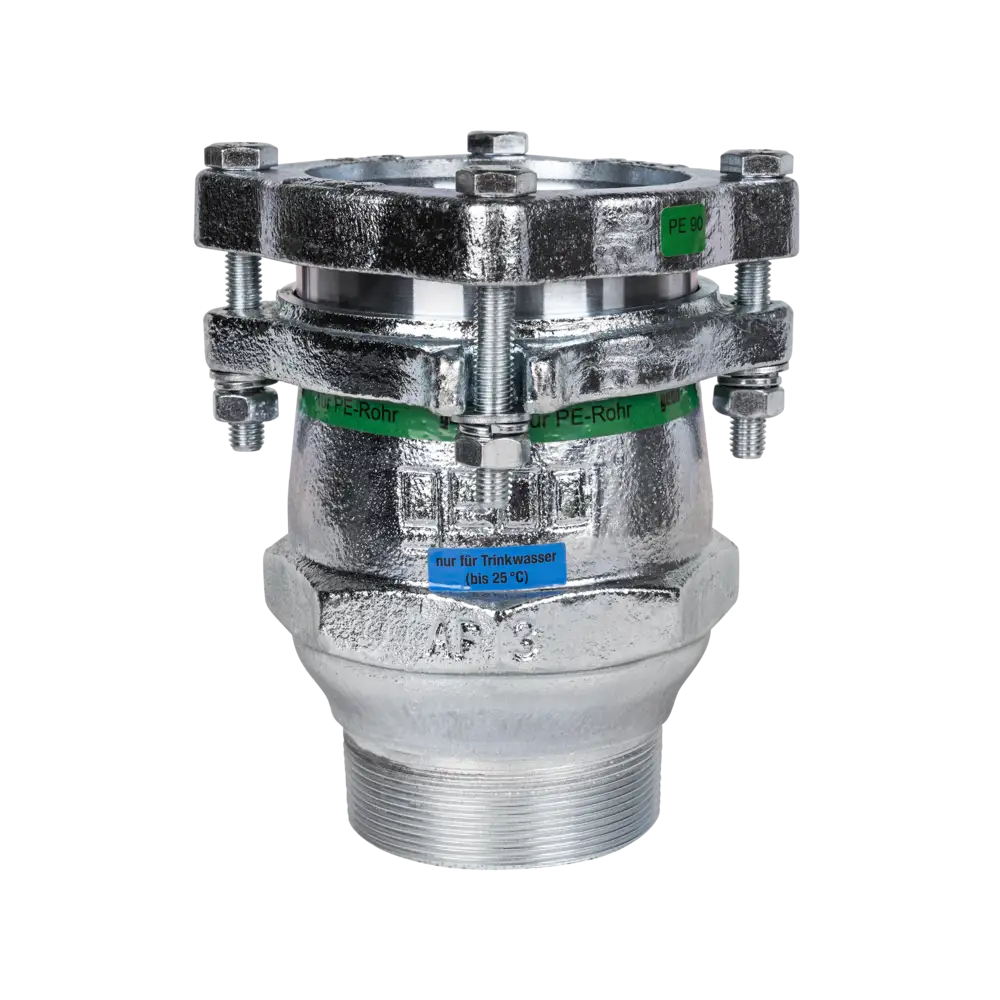 Temperguss Klemmverbinder für PE - Rohr - Typ AF - mit EPDM-Dichtung
