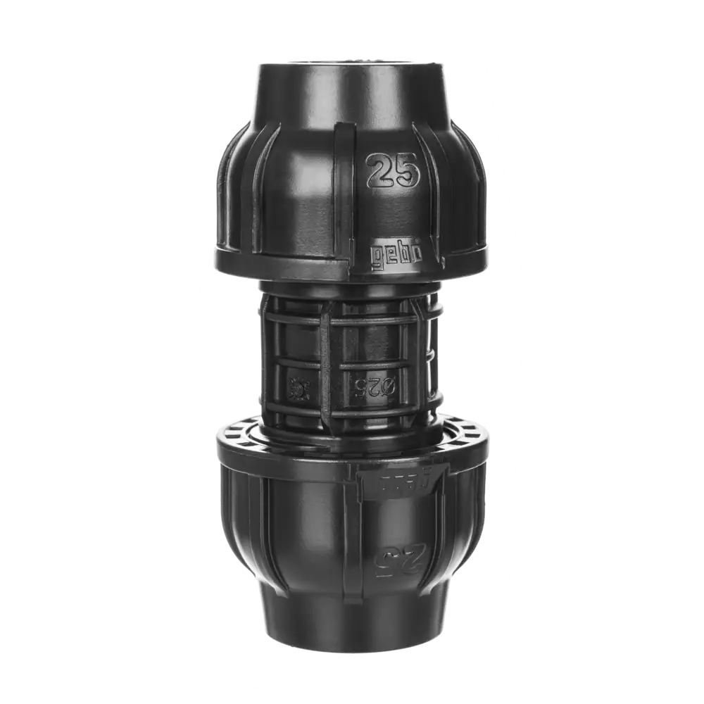 Plastic compression fittings for pipe outer diameter up to 63 mm