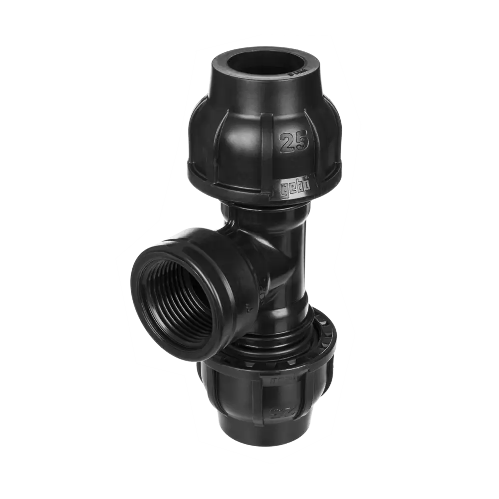 Plastic compression fittings for pipe outer diameter up to 63 mm