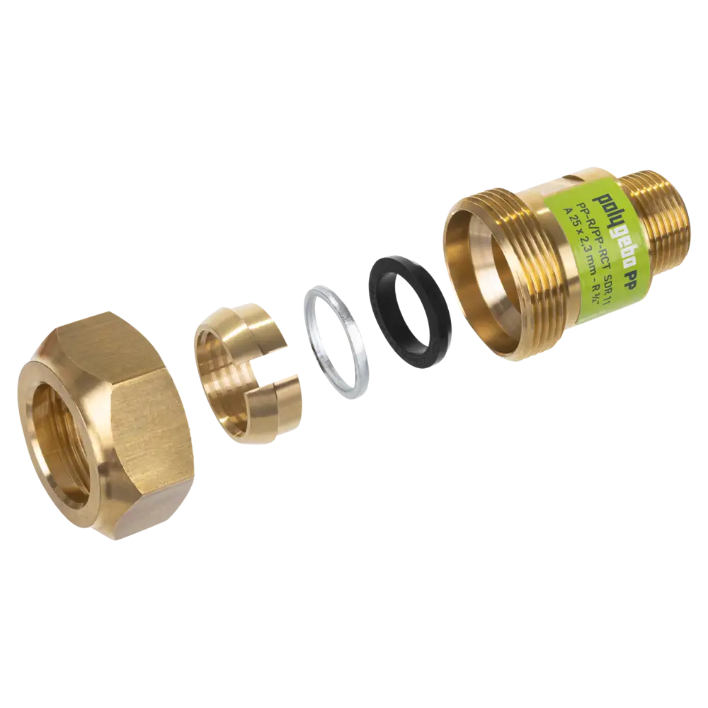 Klemmverbinder für PP-R/PP-RCT-Rohr mit Stützhülsen für verschiedene SDR-Größen