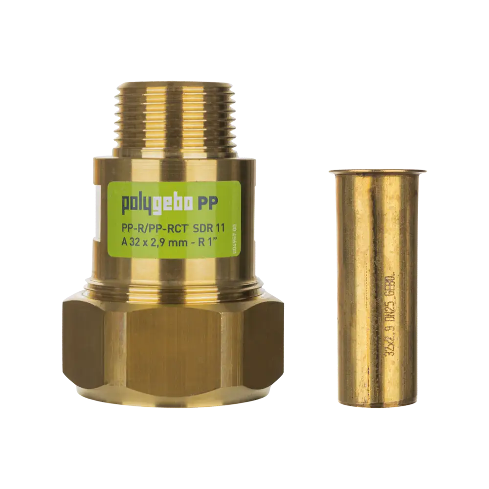 compression fitting for PP-R/PP-RCT pipe incl. support sleeves for different SDR dimensions