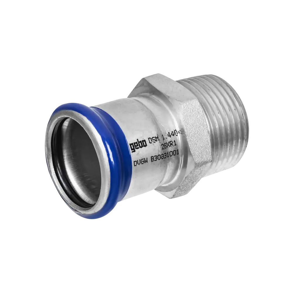 Edelstahl Pressfitting mit M-Kontur